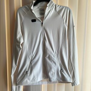 Adidas White Ski Snow Jacket with Standing Collar